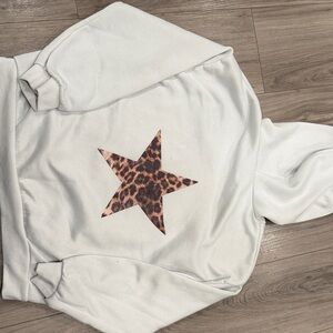 SHEIN White Hoodie with Leopard Star